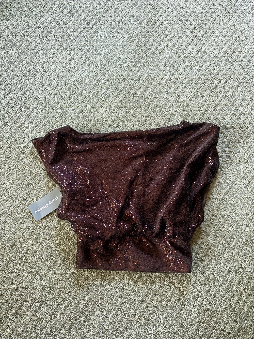 NWT Missguided Women’s Sparkly Brown Off The Shoulder Top